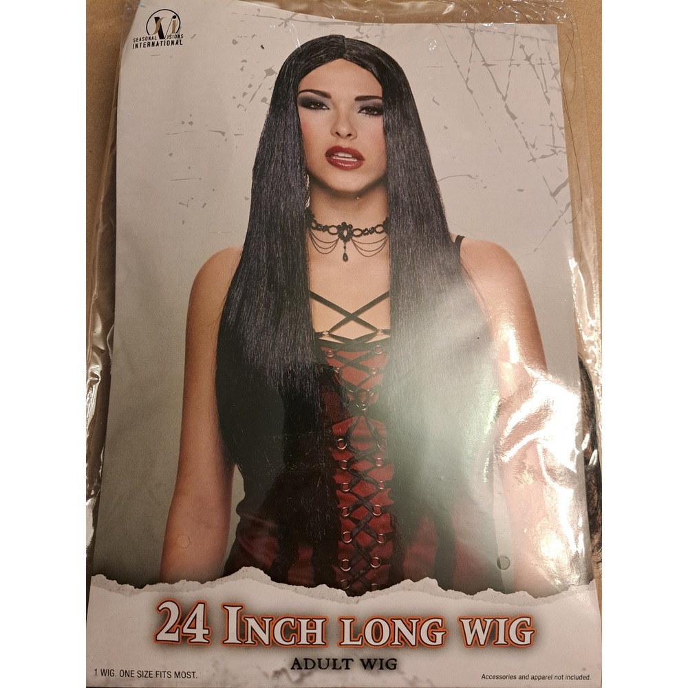 Seasonal Visions International 24 Inch Long Straight Black Adult Costume Wig